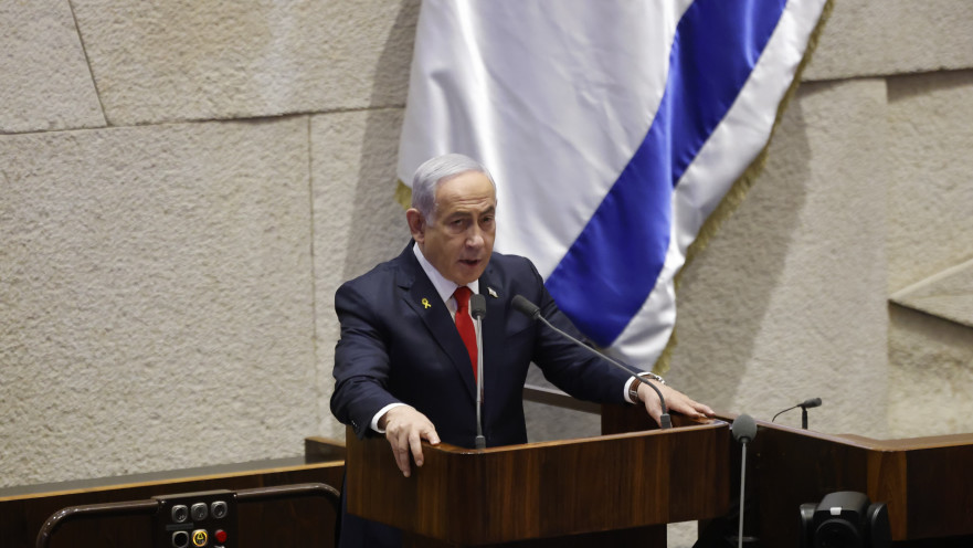 נתניהו במהלך נאומו בדיון 40 החתימות בכנסת