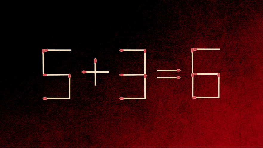 האם תצליחו לפתור את המשוואה באמצעות הזזת גפרור אחד בלבד?