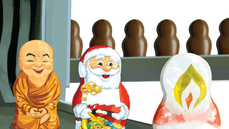 סנטה קלאוס או בודהה? צורת שוקולד שניתן להשתמש בה לכל הדתות