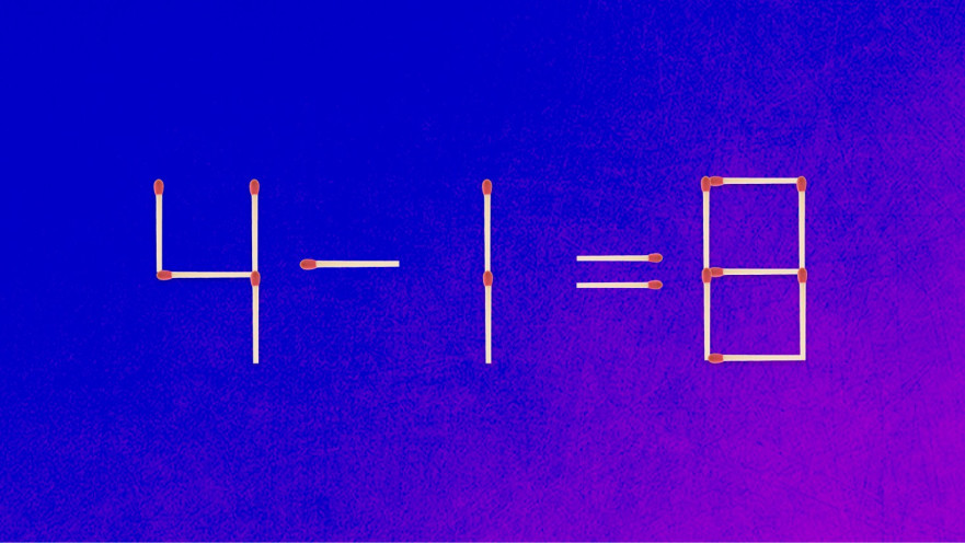 האם תצליחו לפתור את המשוואה באמצעות הזזת שני גפרורים?