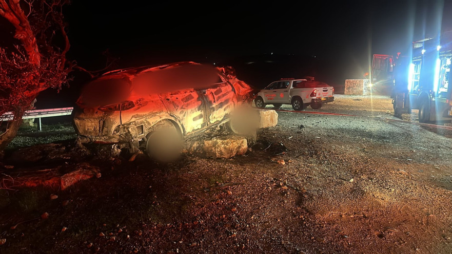 הרכב השרוף בתאונה העצמית על כביש 505