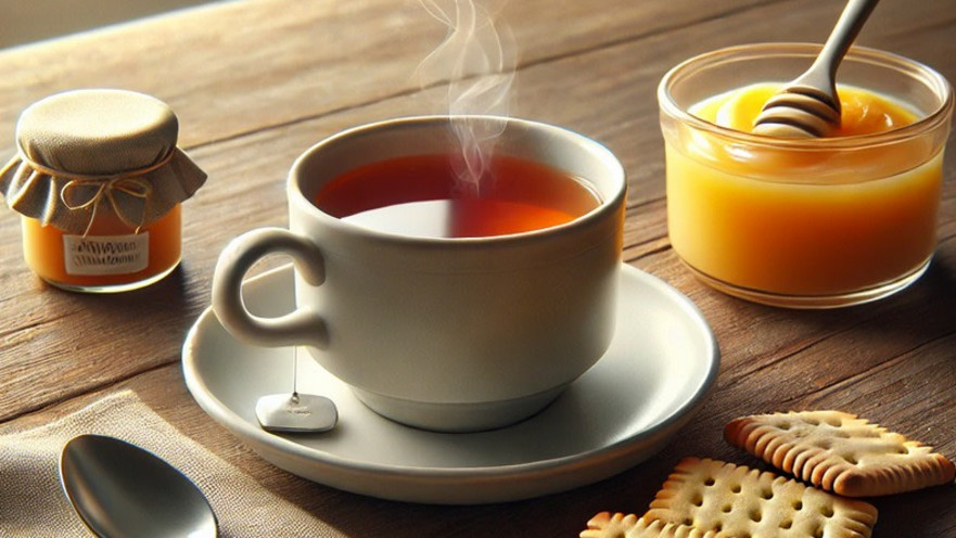 המזון הראשוני בבסיס צה"ל. כוס תה, רסק תפוחים וביסקוויטים