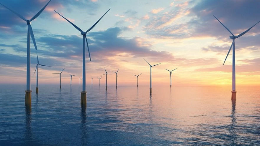 הדמיה של טורבינות רוח בים