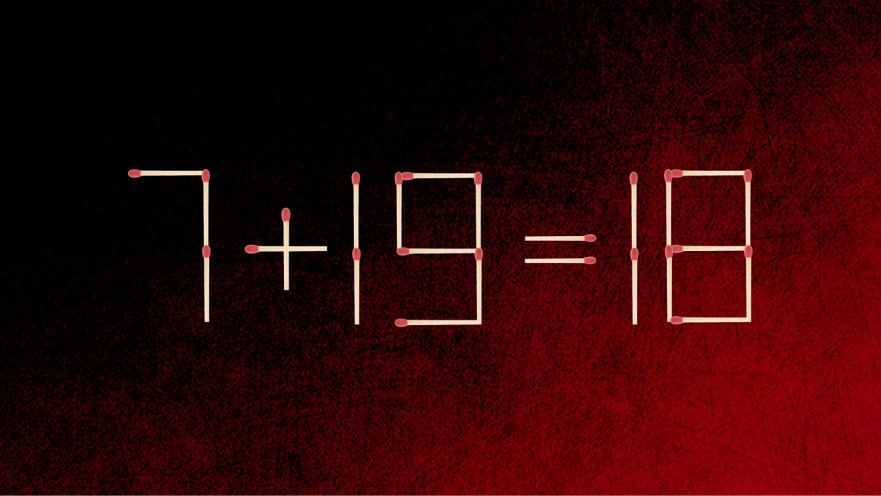 האם תצליחו לפתור את המשוואה באמצעות הזזת גפרור אחד בלבד?