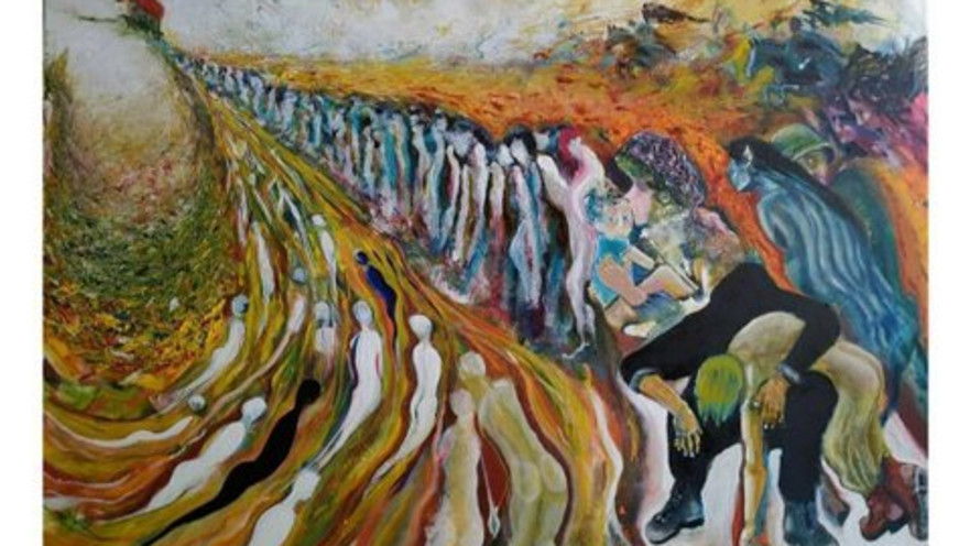 יצירתו של איציק בן נון, דמויות העולות השמימה על גב אחיו שנפל במלחמת יום כיפור