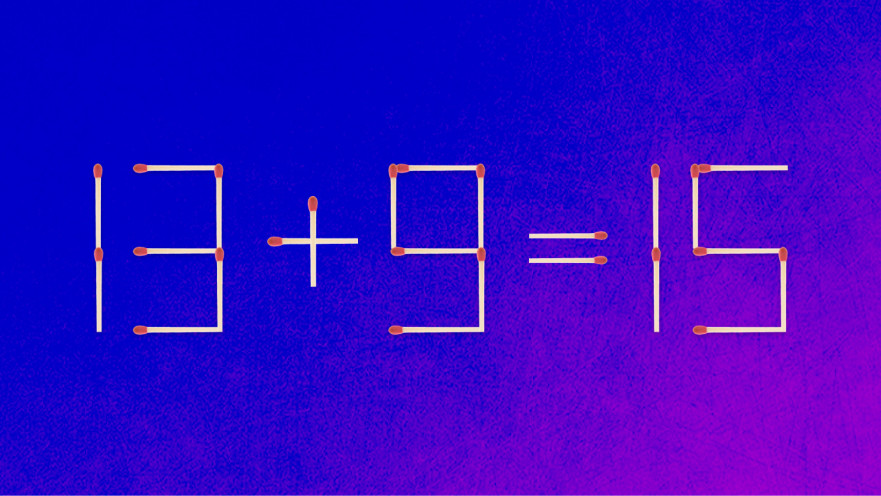 האם תצליחו לפתור את המשוואה באמצעות הזזת גפרור אחד בלבד?