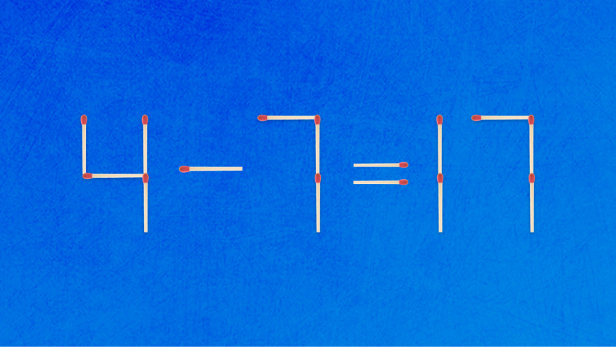 האם תצליחו לפתור את המשוואה באמצעות הזזת גפרור אחד בלבד?