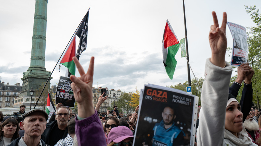 הפגנת "עיתונאים ללא גבולות" נגד ישראל על הלחימה בעזה