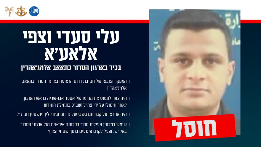 בכיר בארגון טרור - עלי סעדי וצפי אלאע'א