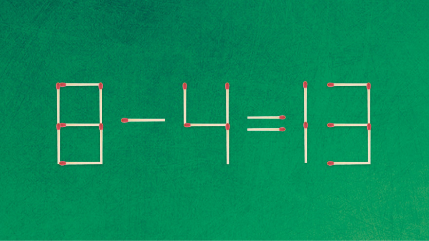 האם תצליחו לפתור את המשוואה באמצעות הזזת גפרור אחד בלבד?