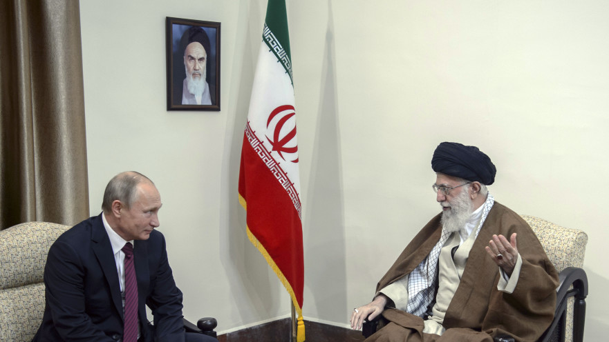 עלי חמינאי וולדימיר פוטין בפגישה בטהרן