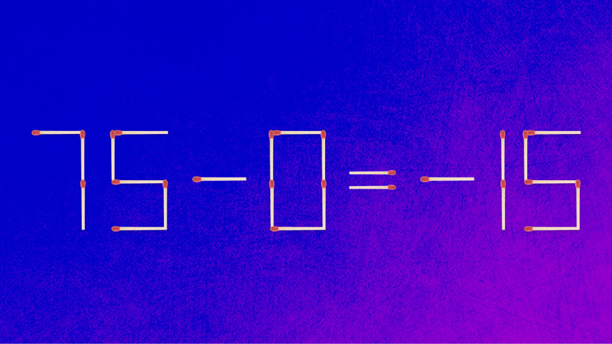 האם תצליחו לפתור את המשוואה באמצעות הזזת גפרור אחד בלבד?