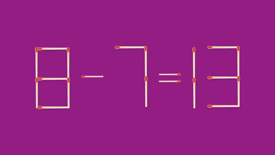 האם תצליחו לפתור את המשוואה באמצעות הזזת גפרור אחד בלבד?