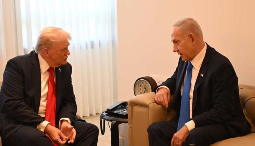 בנימין נתניהו ודונלד טראמפ בכנסת (צילום: אבי אוחיון, לע"מ)