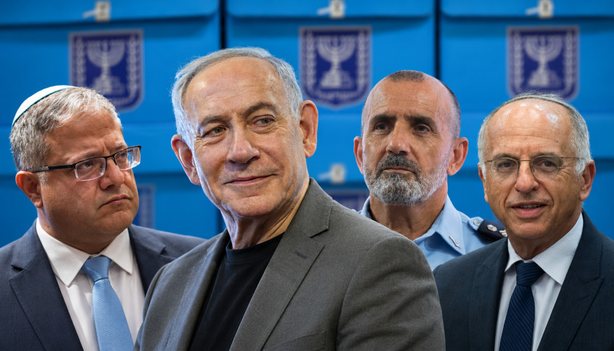 נועם סולברג, דני לוי, בנימין נתניהו ואיתמר בן גביר (צילום: יונתן זינדל פלאש 90,חיים גולדברג פלאש 90,שרון לייבל, פלאש 90)
