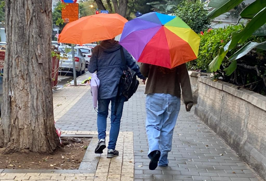 חורף, גשם, מטריות