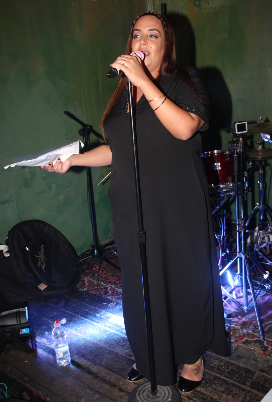 "שני קופים עולים על עץ". דניאל קלדרון מבדחת (צילום: ניר פקין)