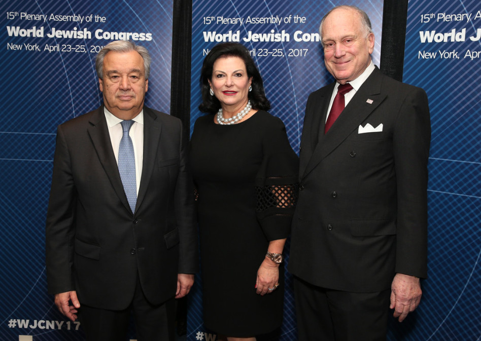 רונלד לאודר, שלה ספרא ואנטוניו גוטרש (צילום: שחר עזרן)