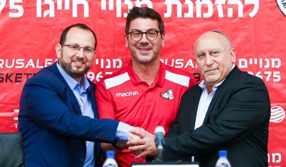 שאול גלברד, פוטיס קציקאריס וגיא הראל (צילום: דני מירון, הפועל ירושלים)