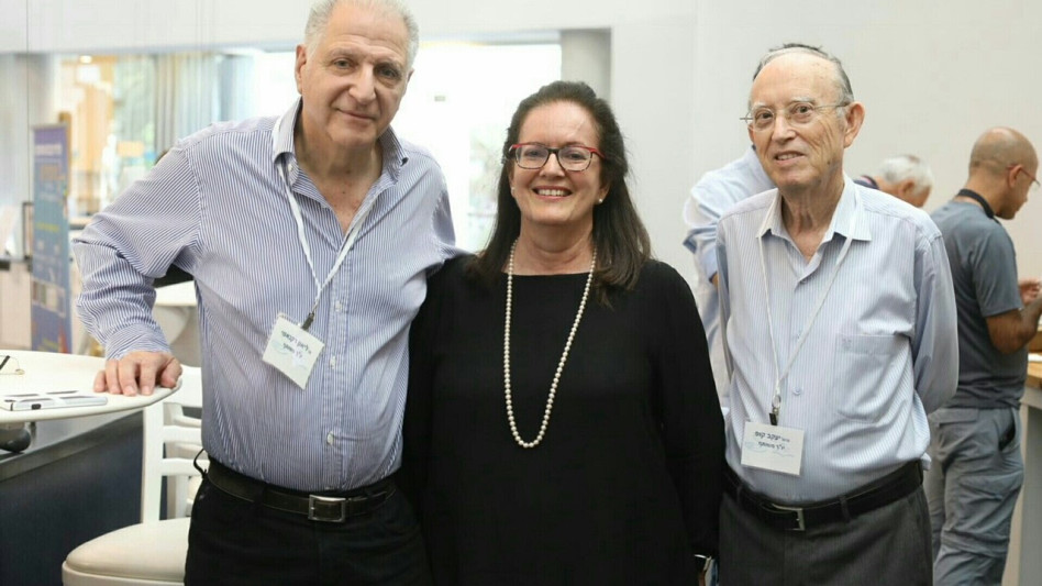 יעקב קופ, ליה לאור וליאון רקנאטי (צילום: אפי שמח, 3 צלמים)