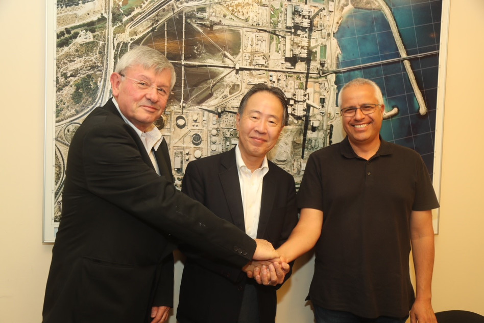 אורן הלמן, קוג'י טומיתה, יוסי שנק (צילום: יוסי וייס)