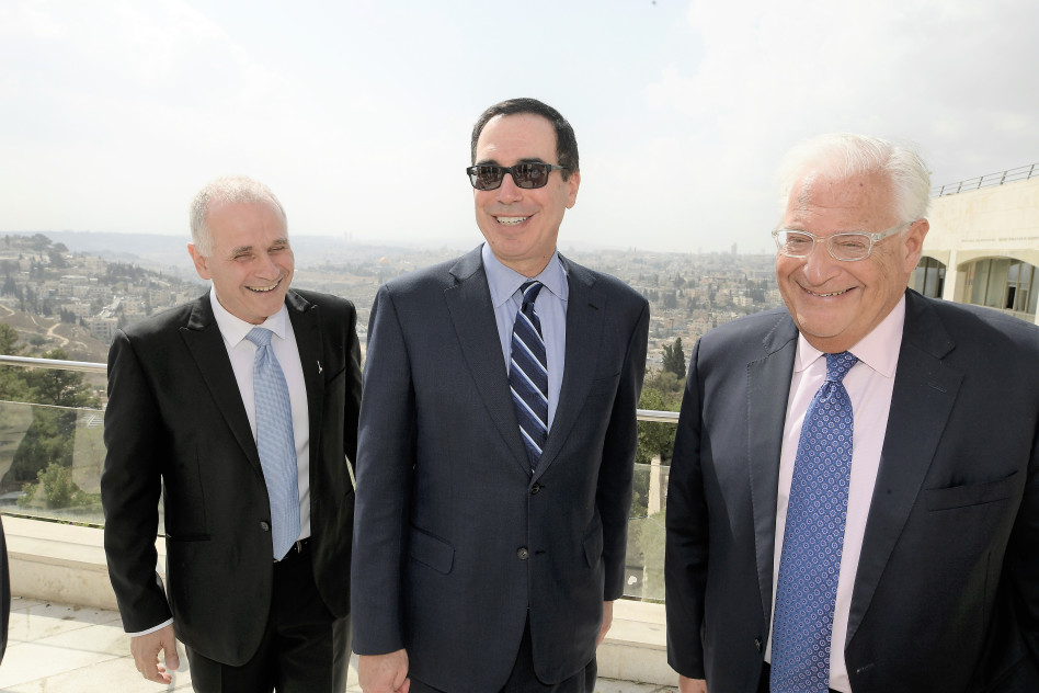 דיוויד פרידמן, סטיבן מנוצ'ין ואשר כהן (צילום: ברונו שרביט, האונ' העברית)