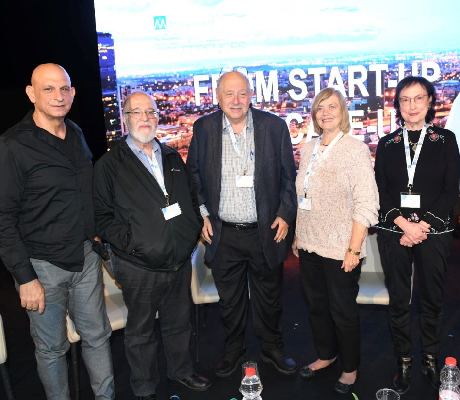 מרים ארז, קתלין אייזנהרט, יוסי ורדי, יצחק בן ישראל ואהרון אהרון (צילום: ישראל הדרי)