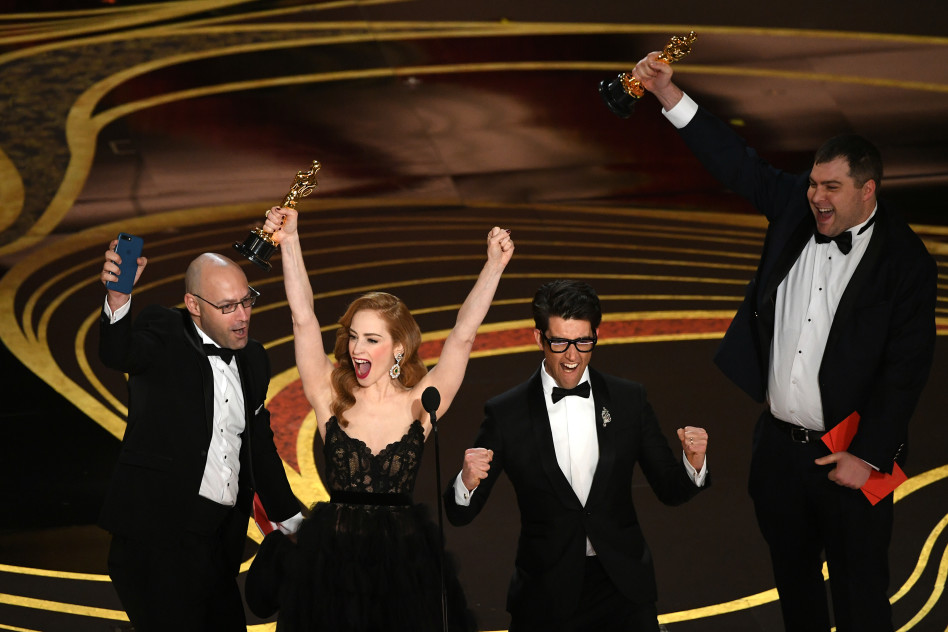 גיא נתיב זוכה באוסקר (צילום: AFP)