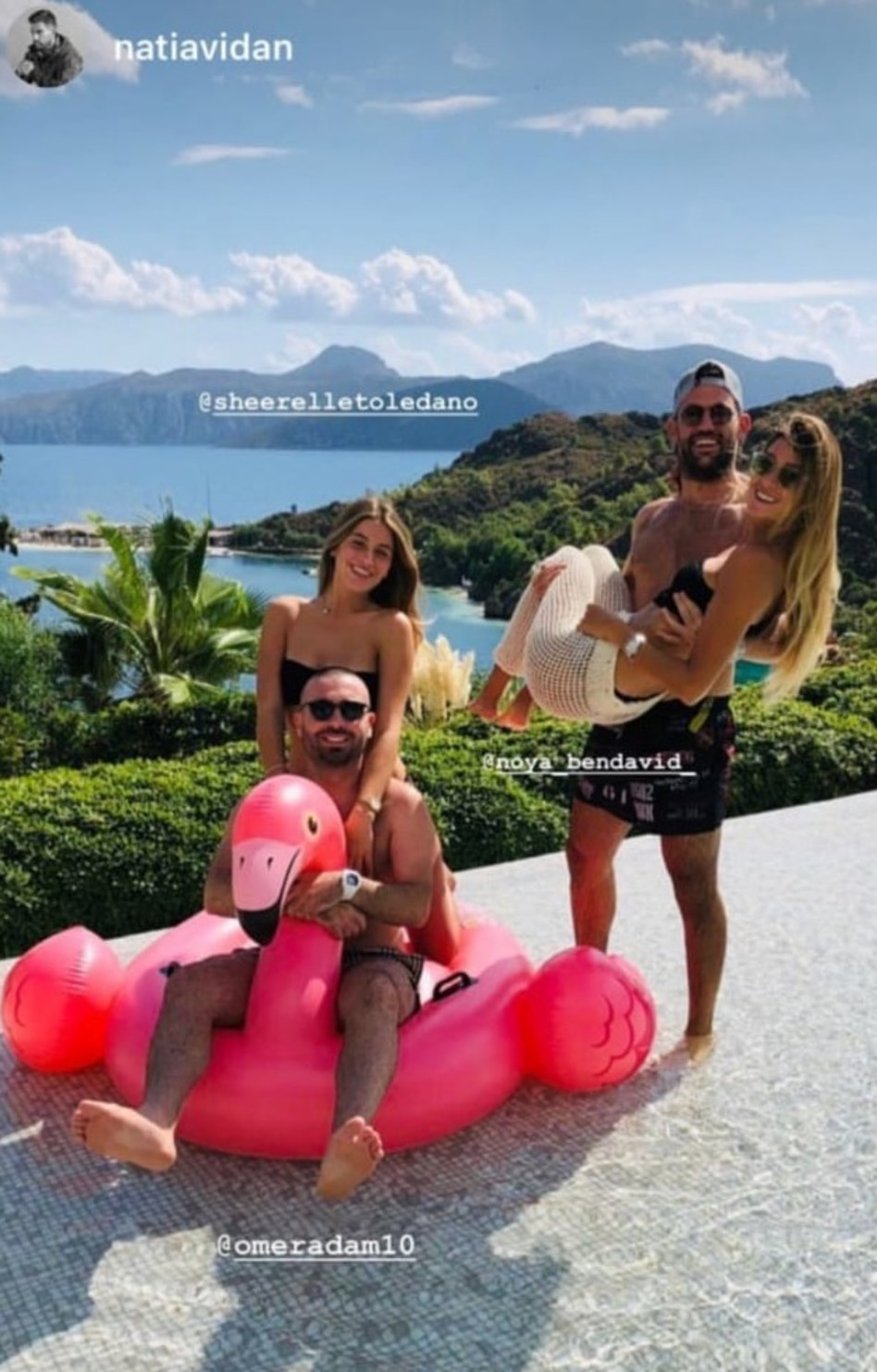 עם המאמן כושר והחבר נתי אבידן ובת הזוג (צילום: אינסטגרם)