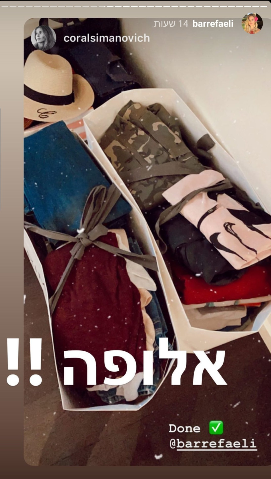 גם קורל סימנוביץ' נרתמת (צילום: צילום מסך אינסטגרם)