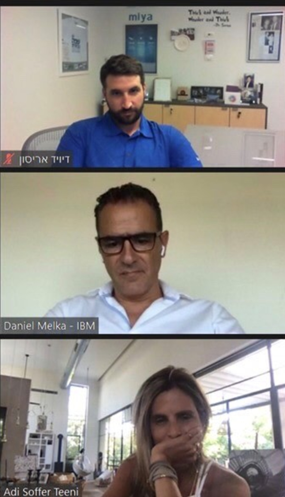 דיוויד אריסון, דניאל מלכה ועדי סופר תאני (צילום: צילום מסך)