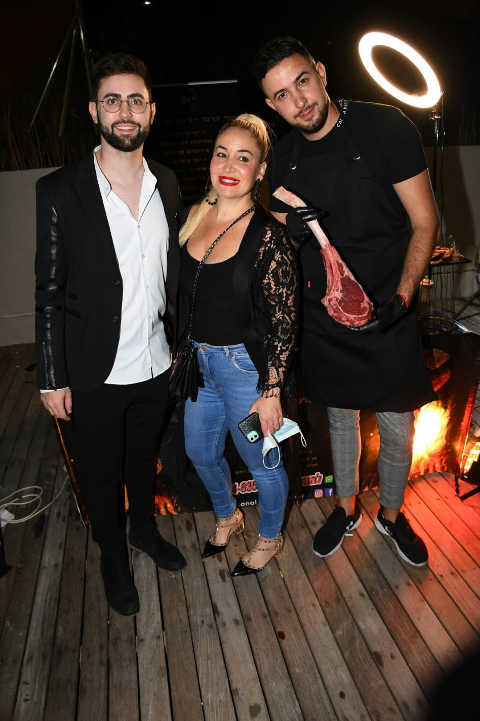 דורין סגול, אור גפן ושף הבשרים גידי גולדנברג (צילום: יח''צ)