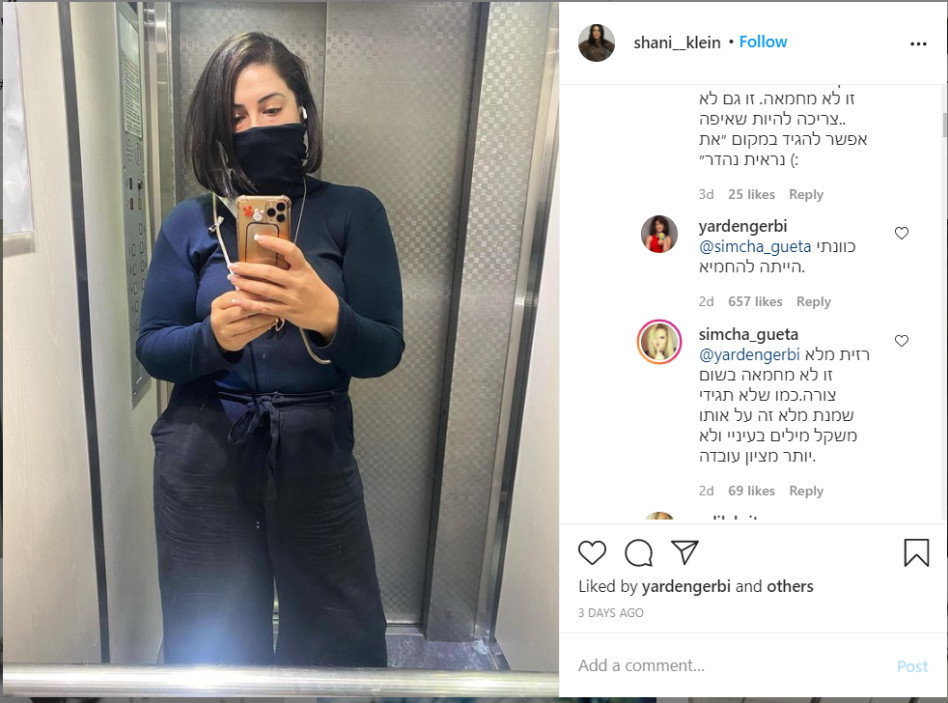 Shani Klein and the photo that caused the storm (Photo: Instagram screenshot)