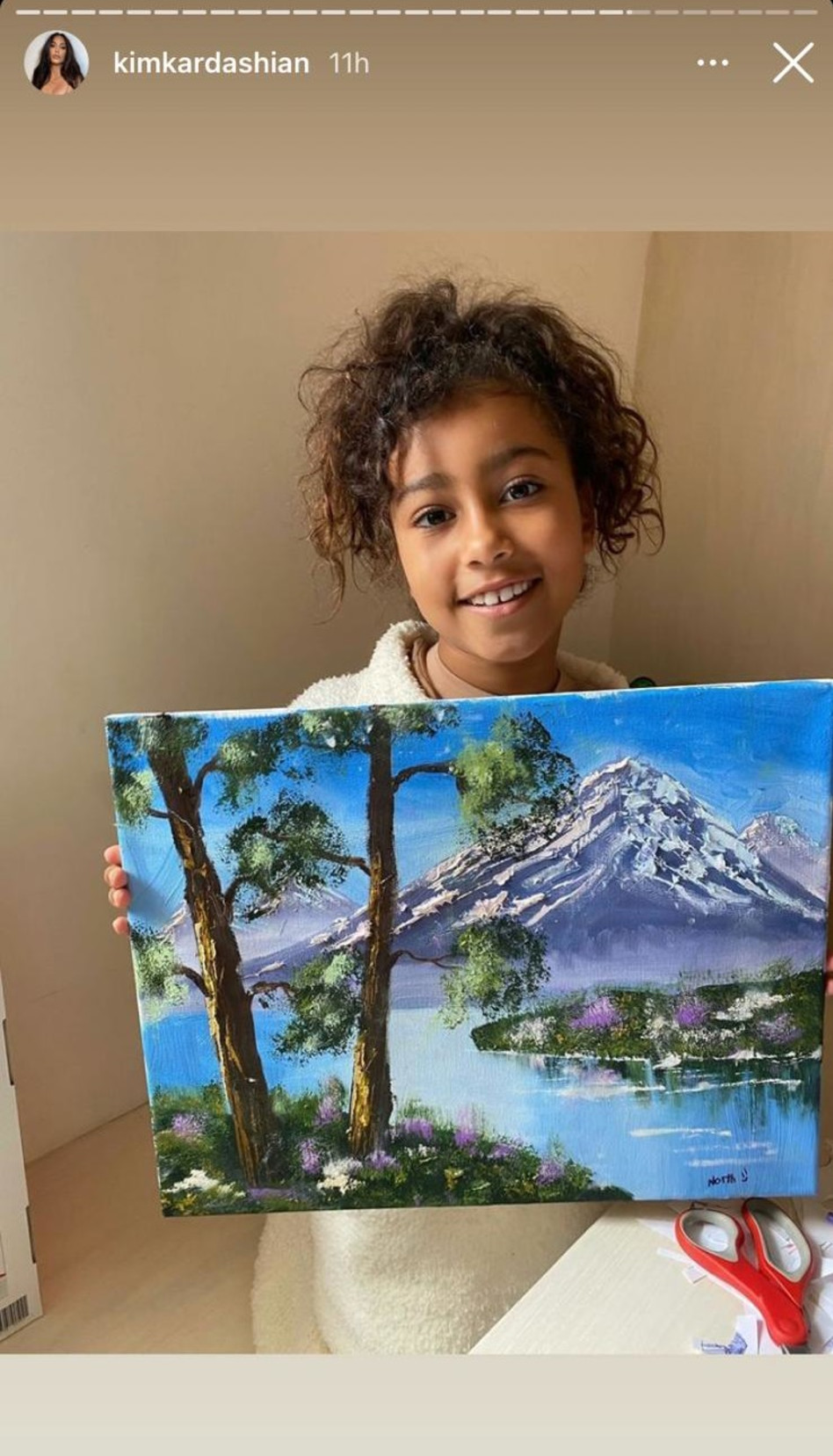 like fother like daughter?  North and the painting in question (Photo: Instagram screenshot)