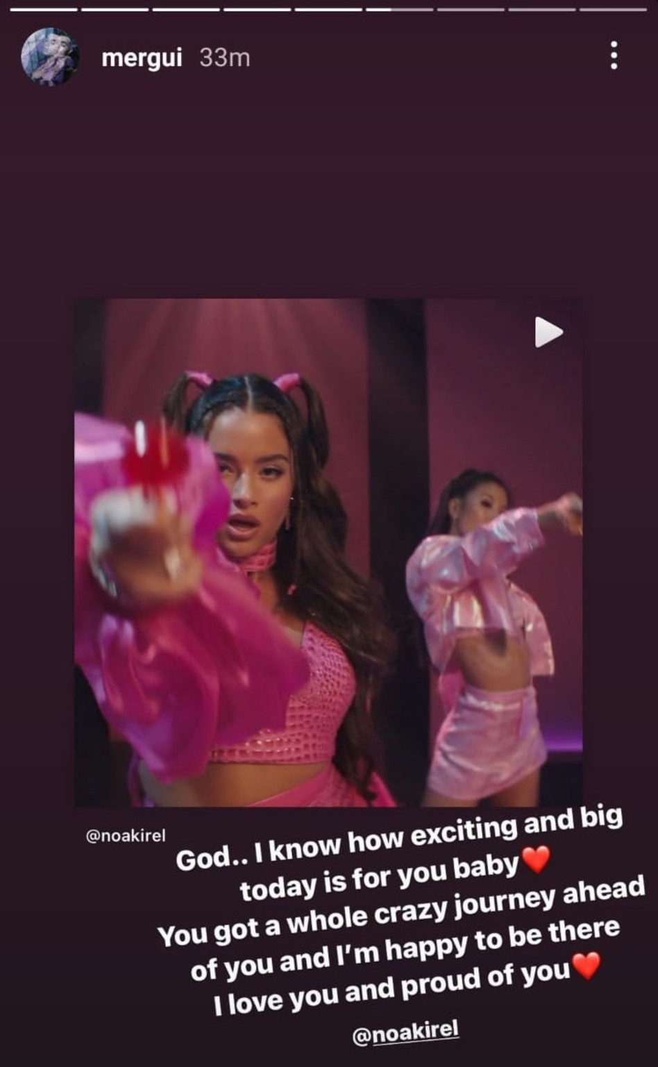 יהונתן מרגי, נועה קירל (צילום: צילום מסך אינסטגרם)