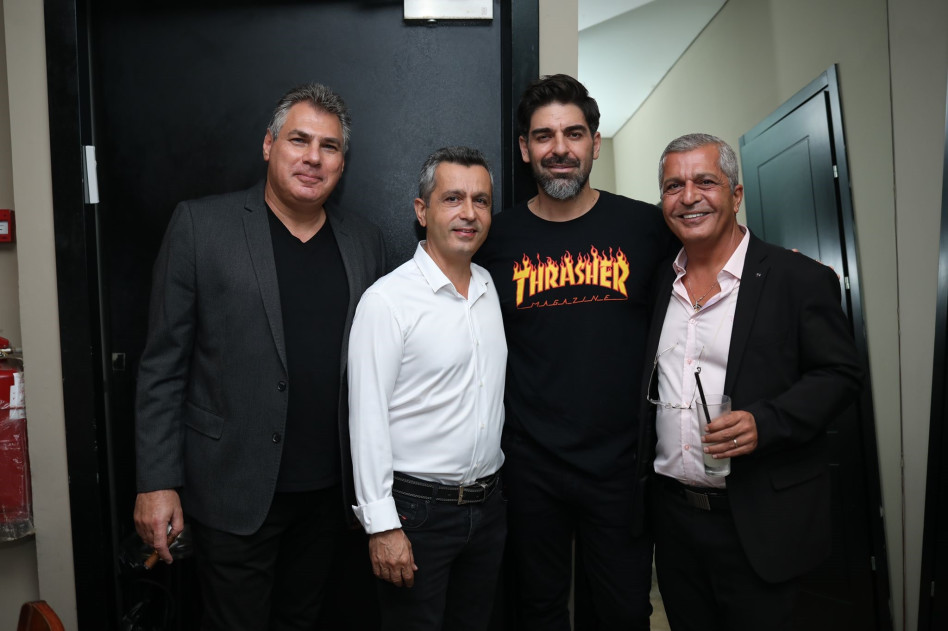 אלי אהרוני, רותם כהן, אילן אהרוני ואבי קורנפלד (צילום: סיני יצחקי)