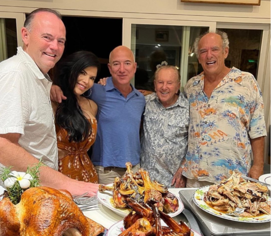 שפ גורדון, מוריס קאהן, ג'ף בזוס, לורן סאנצ'ז ושף צ'ארלי פאלמר (צילום: צילום מסך אינסטגרם)