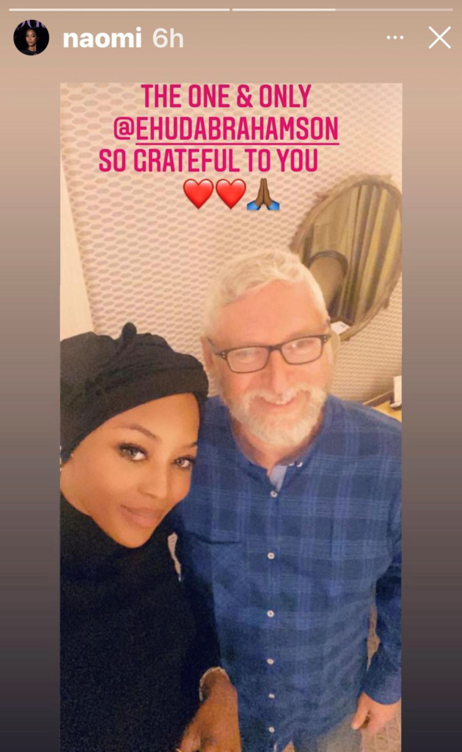 אהוד אברהמסון ונעמי קמפבל (צילום: צילום מסך אינסטגרם)