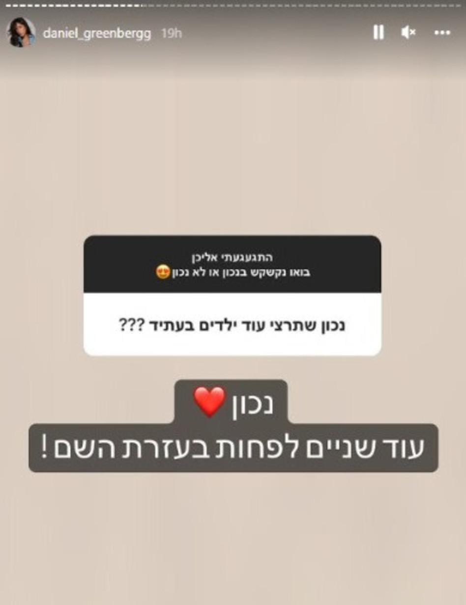 דניאל גרינברג רוצה עוד ילדים (צילום: צילום מסך אינסטגרם)