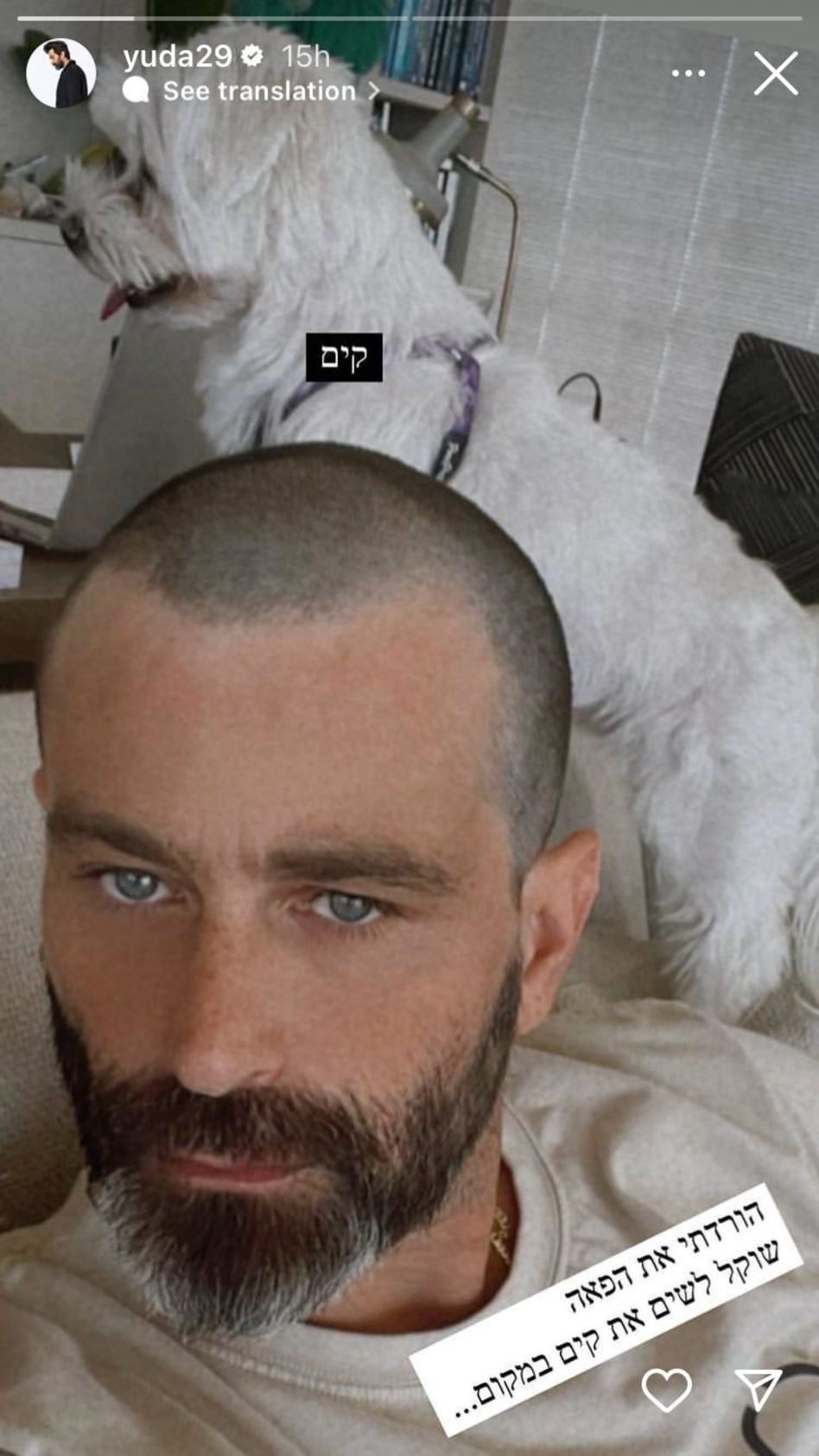 יהודה לוי בתספורת חדשה (צילום: צילום מסך אינסטגרם)