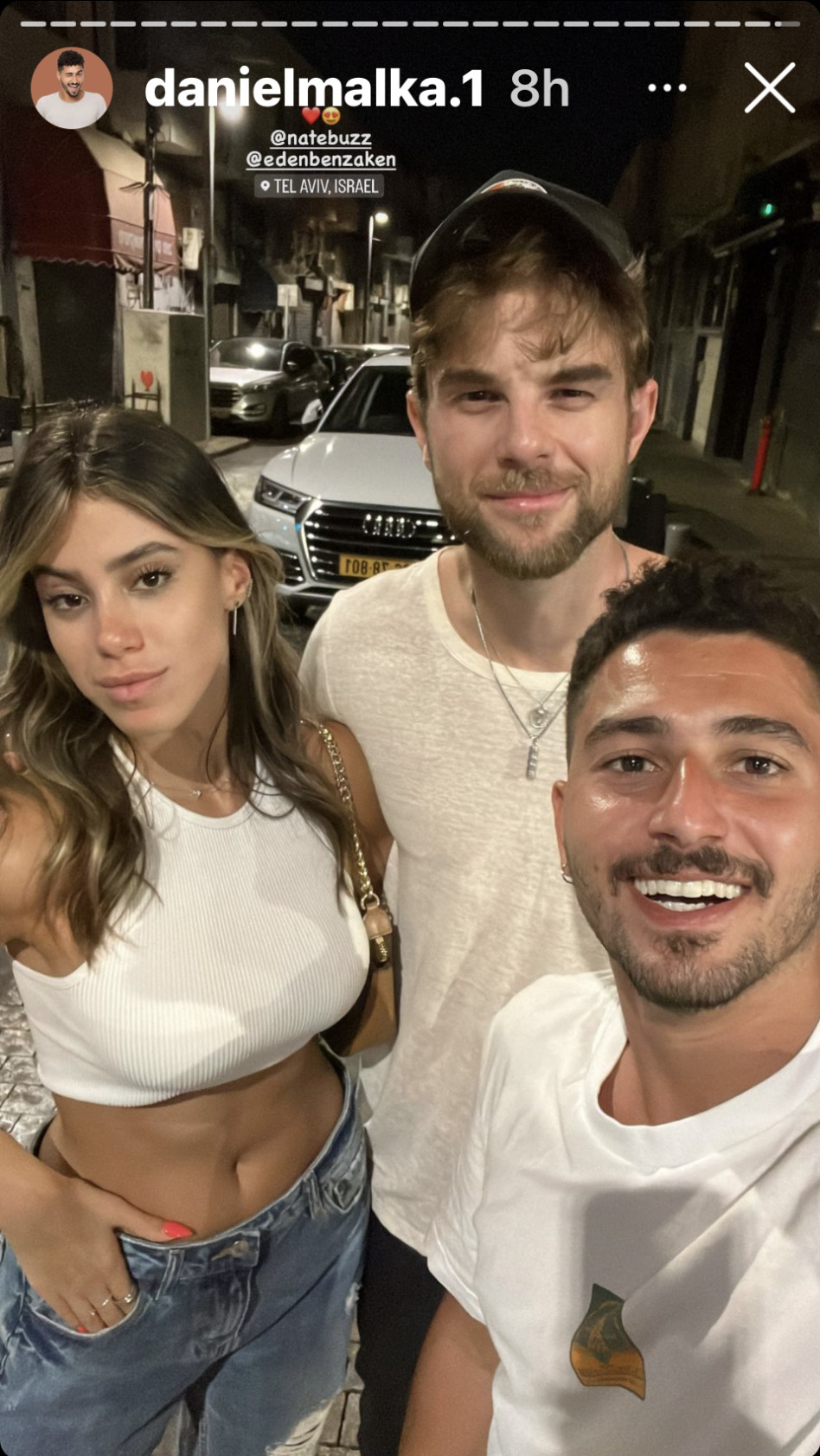 דניאל מלכה עם כוכב יומני הערפד ובת זוגו (צילום: צילום מסך אינסטגרם)