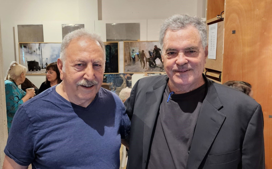 עמוס גיתאי ומכרם חורי (צילום: אילן מוסקוסביץ)