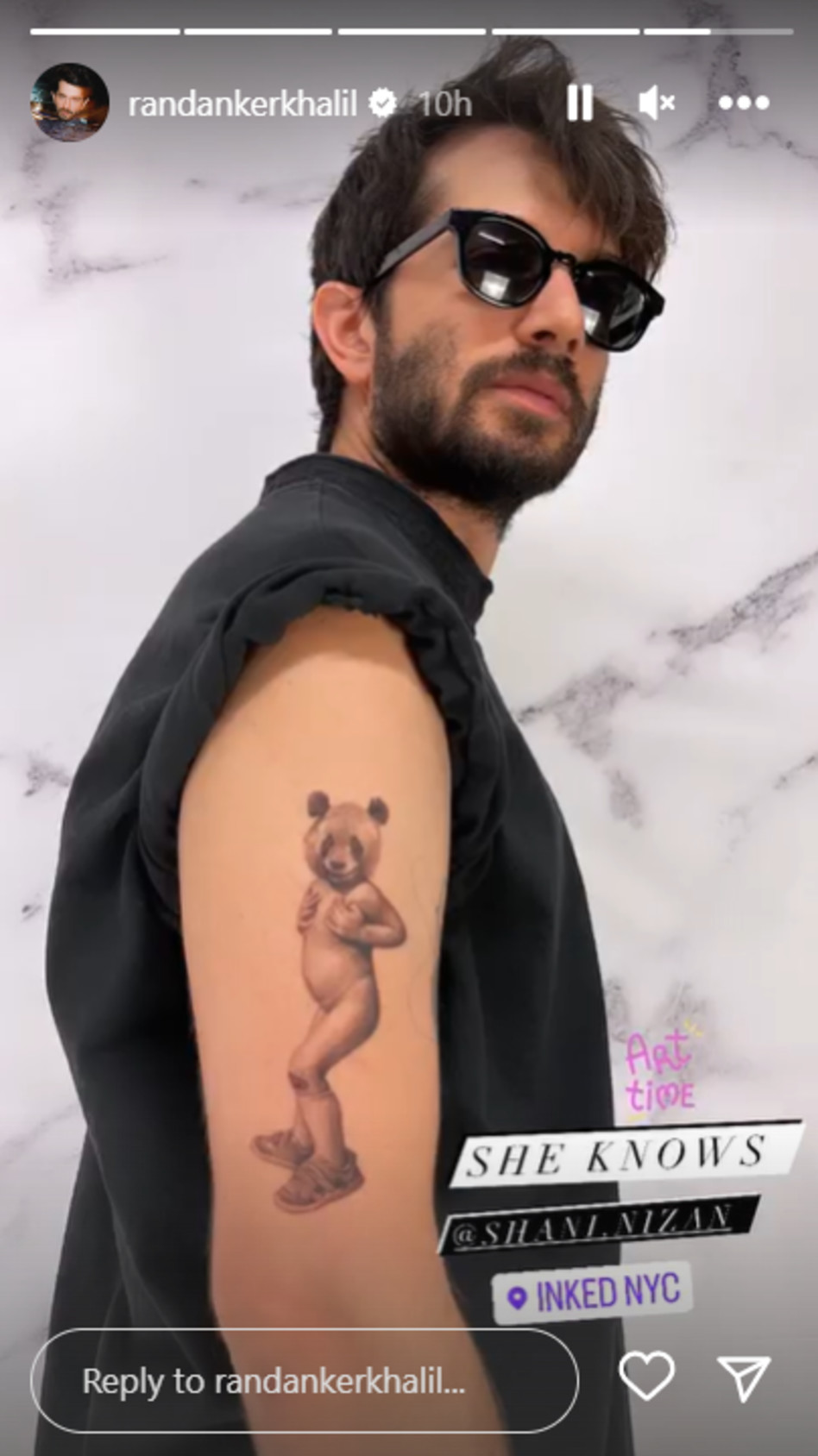 הקעקוע החדש של רן דנקר (צילום: צילום מסך אינסטגרם)