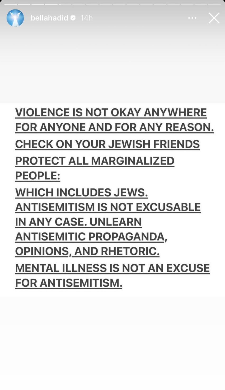 בלה חדיד בעד העם היהודי (צילום: צילום מסך אינסטגרם)