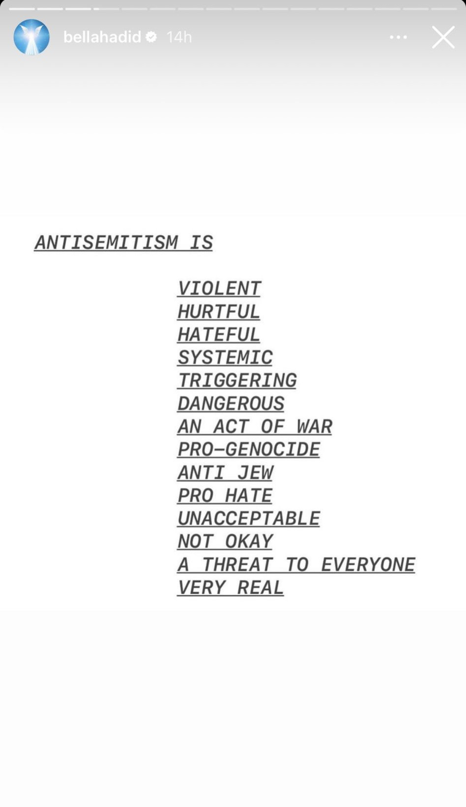 בלה חדיד בעד העם היהודי (צילום: צילום מסך אינסטגרם)