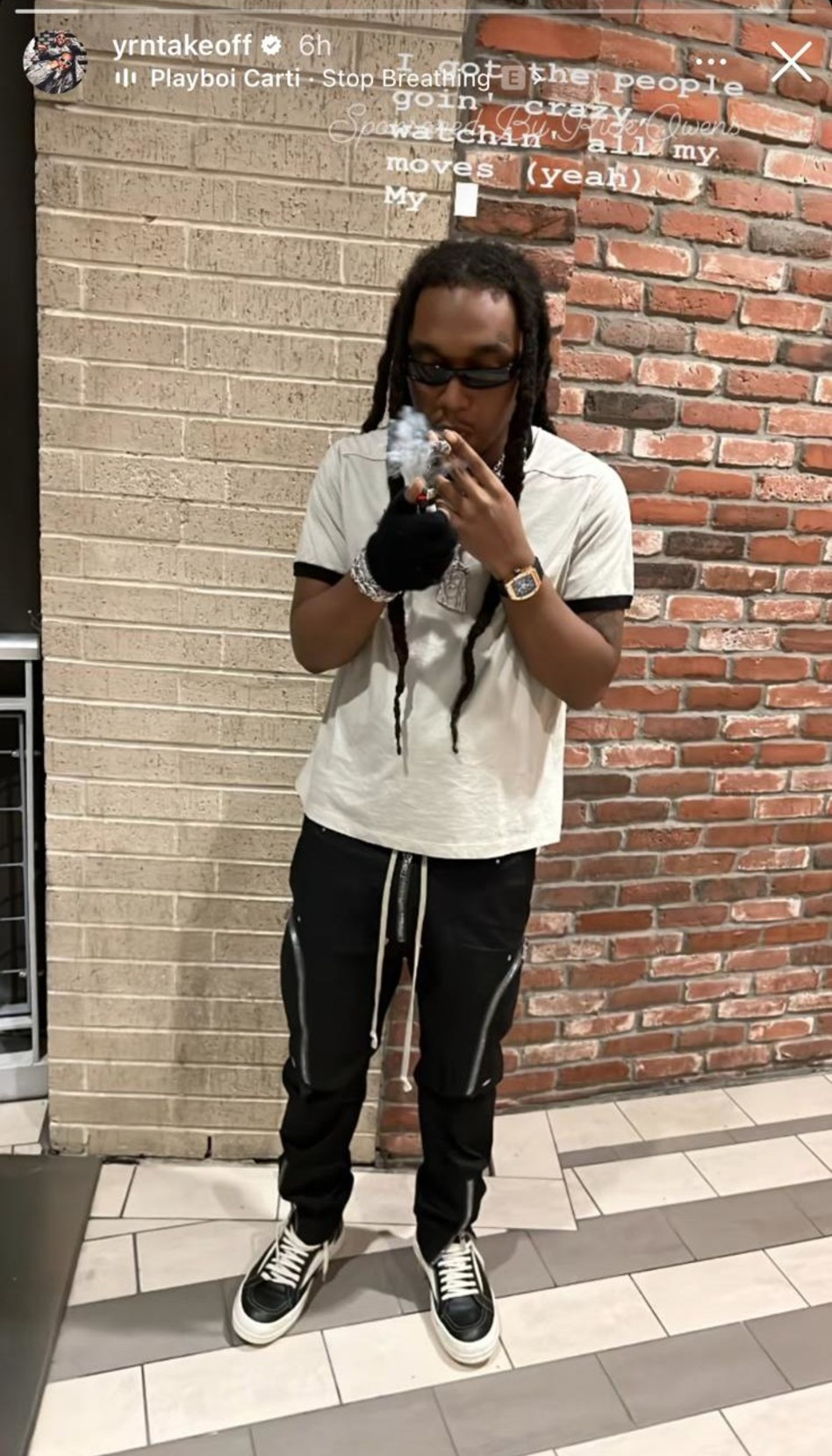 הסטורי האחרון של הראפר טייקאוף (צילום: צילום מסך אינסטגרם)