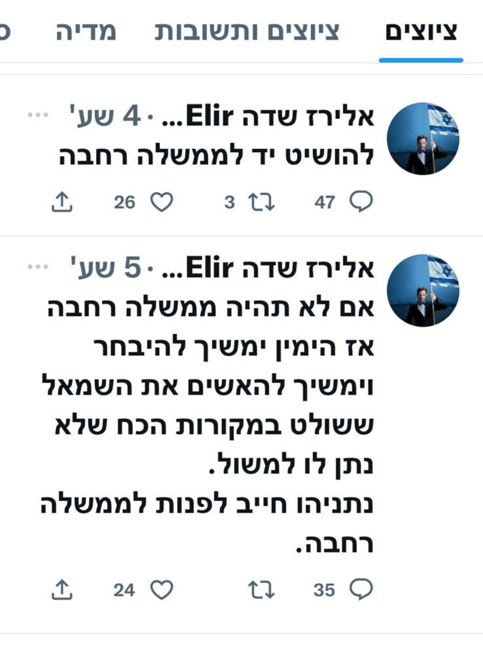 הסלבס מגיבים לתוצאות הבחירות - אלירז שדה (צילום: צילום מסך טוויטר)