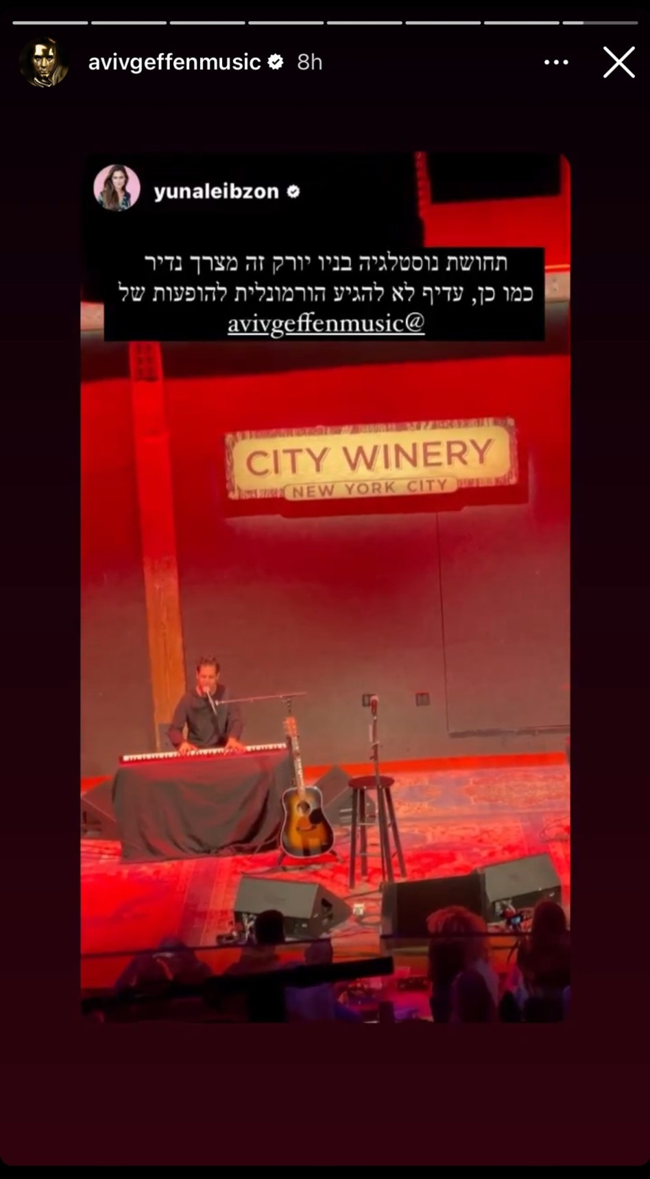 יונה לייבזון בהופעה של אביב גפן (צילום: צילום מסך אינסטגרם)