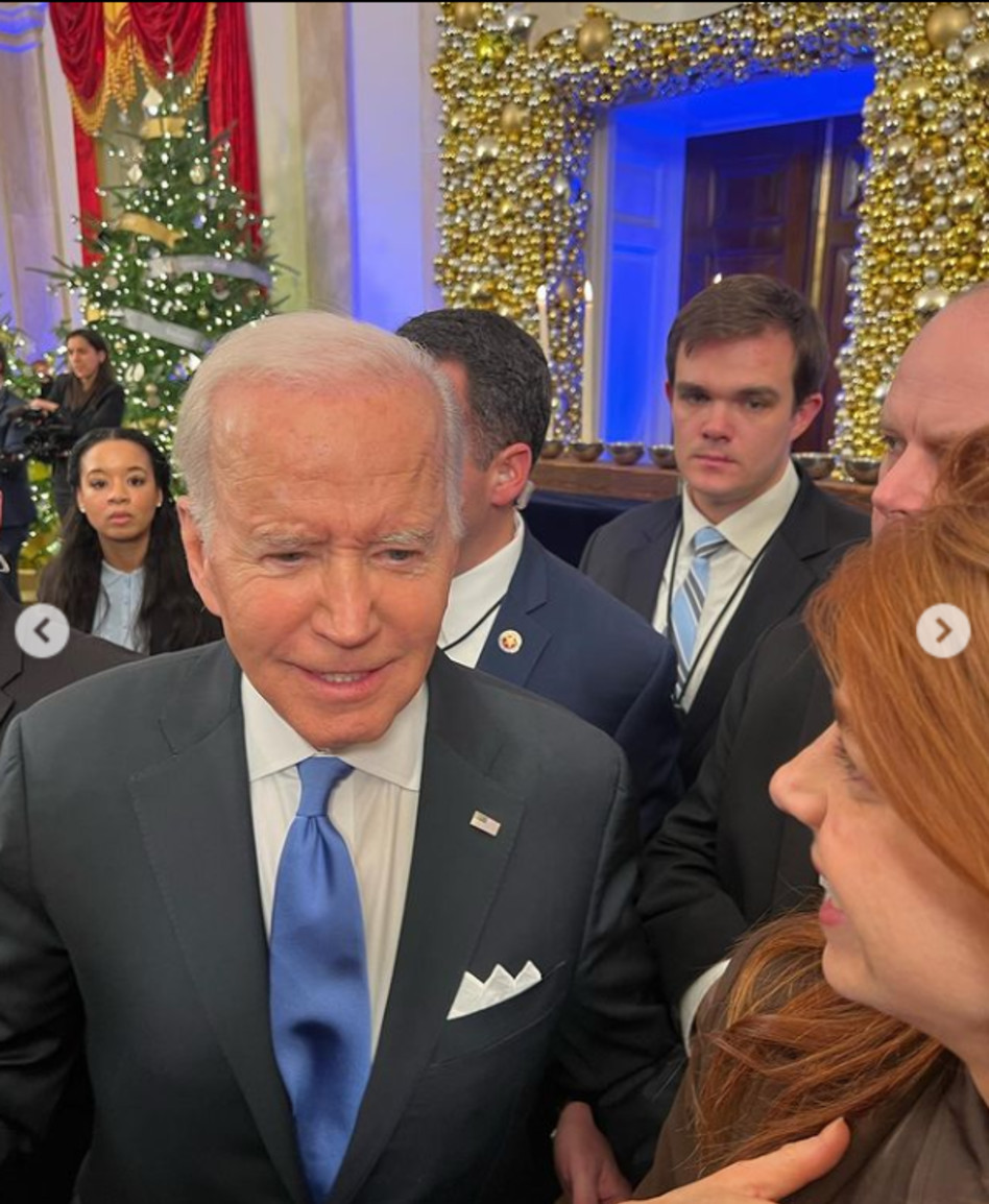 מאיה ורטהיימר ונשיא ארצות הברית ג'ו ביידן (צילום: צילום מסך מתוך אינסטגרם)