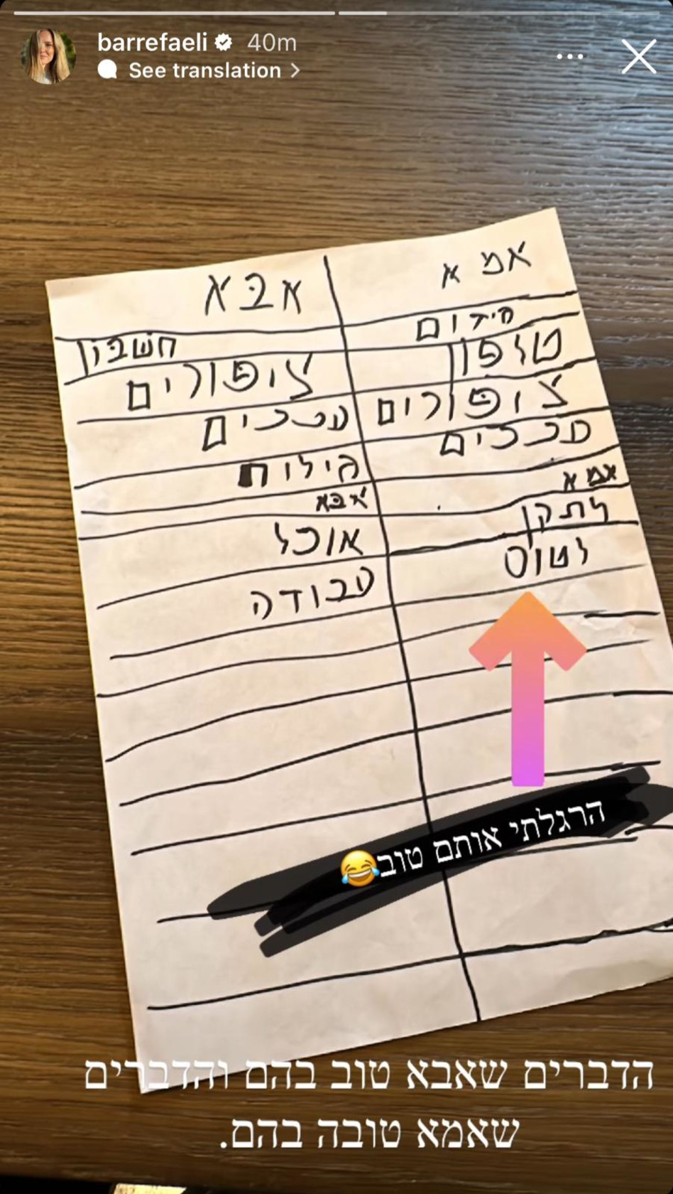 הסטורי שהעלתה רפאלי (צילום: צילום מסך מתוך אינסטגרם)